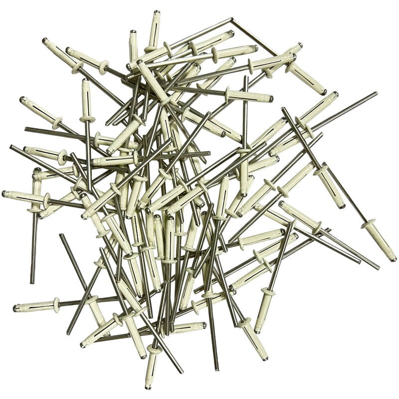 250 rivets etoiles trilobes blancs de 4 x 18