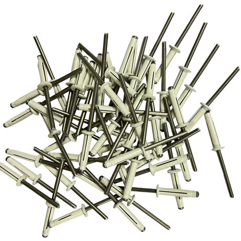 250 rivets etoiles trilobes blancs de 4.8 x 24