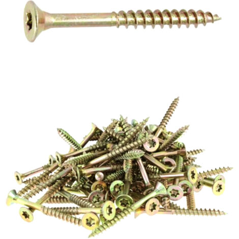 250 vis agglo tête fraisée Torx acier bichromatées (jaune/or) 4.0 X 60/36 mm