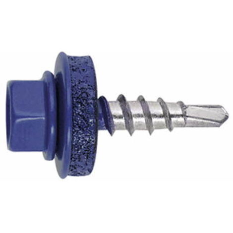250 vis autoperceuses, tête hexagonale 8 bleu gentiane 4,8 x 28 mm zingué spécial bac acier - AFAZ144828 - Index