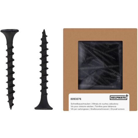 250 - Vis Placo - Filetage Grossier Bois - Tête Trompette Sans Pré-perçage Pour Cloisons Sèches Et Profilés Métal Ou Bois - Noir - 3,9x35 Cm