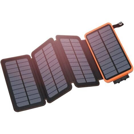 ORCHIDÉE 25000mAh Solar Charger, Outdoor Portable Power Bank with 4 Solar Panels, Fast Charging External Battery with Dual USB Outputs Compatible with Smartphones, Tablets, etc.