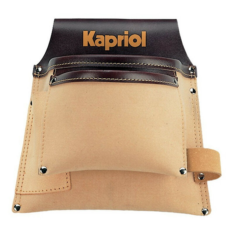 Image of 25004 - borsa in cuoio con porta martello, porta tenaglia e doppia tasca sovrapposta profilata e borchiata Kapriol