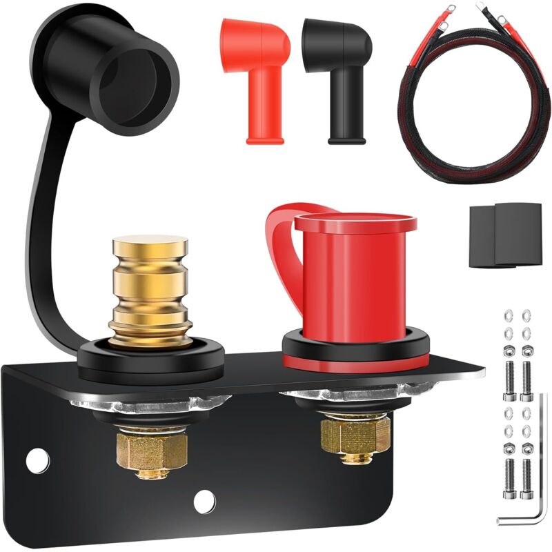 250A bornes de batterie à distance 3/8 "Stud Battery Jump Post avec support de montage lourd et câble 4AWG Kit de poste de charge de batterie Kit de