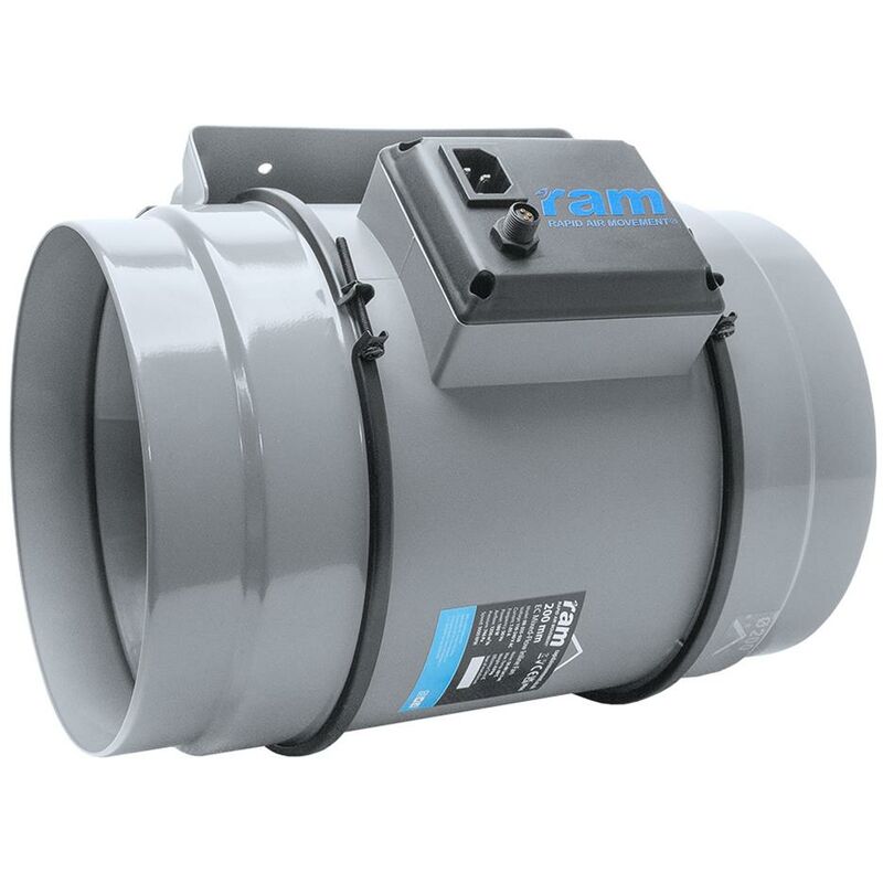 250mm RAM ec Mixed-Flow Inline Extractor Fan with lead and 2 speed settings