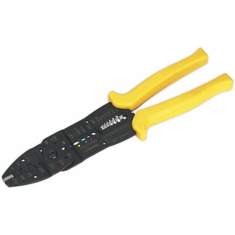 Loops - 250mm Stripping & Crimping Tool - Insulated Handgrips - 3mm Steel Construction