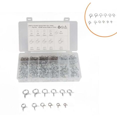 250pcs Clip à ressort Collier de serrage Collier de serrage pour tuyau de carburant Collier de serrage Collier de serrage à ressort Collier de serrage 5mm, 6mm, 7mm, 8mm, 9mm, 10mm, 11mm, 12mm,