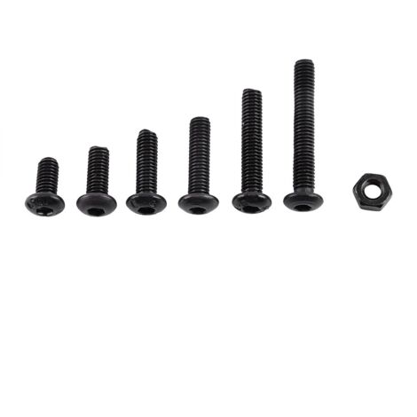 250pcs M3 Sechskant Schrauben und Muttern Set legierter Stahl Vollgewinde Maschinenschrauben hex Einfaßungs einfaches Finish(B: Knopfkopf)