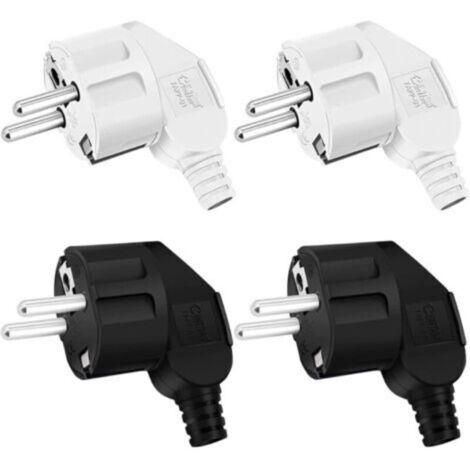 250v Fiche Electrique 4 Pièces Prise De Contact De Protection Prise De Contact Avec Terre Fiches De Contact De Protection 16a / 250v Pour Câble 8-10mm, Ip20 Pour Usage Intérieur, Noir/Blanc