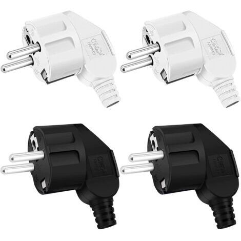 250v Fiche Electrique 4 Pièces Prise De Contact De Protection Prise De Contact Avec Terre Fiches De Contact De Protection 16a / 250v Pour Câble 8-10mm, Ip20 Pour Usage Intérieur, Noir/Blanc