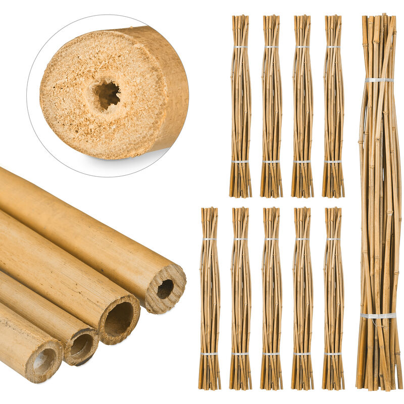 250x Tiges en bambou 150 cm, en bambou naturel, bâtons en bambou comme tuteur ou décoration, pour bricoler, nature