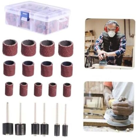 252 pièces Kit Manchons Ponçage Tambour Mandrin pour Outil Rotatif Tambours Ponceuse Durables et Élastiques Polissage Précis Métal Plastique -