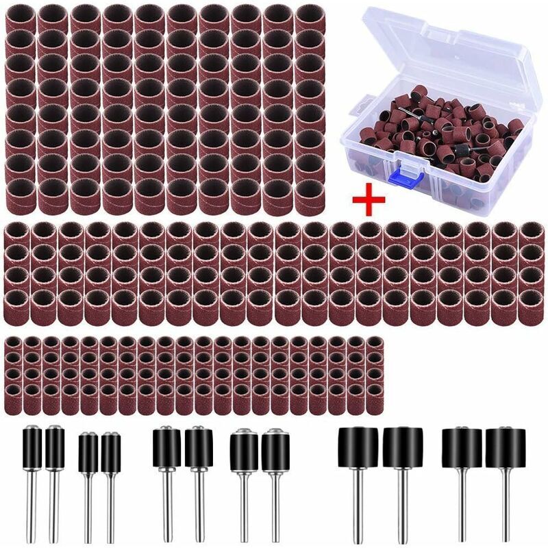 252 Pièces Tambour De Ponçage avec Boîte Gratuite, Comprenant 240 Pièces Bandes de Ponçage et 12 Pièces Tambour Mandrin pour Dremel Outils Rotatifs,