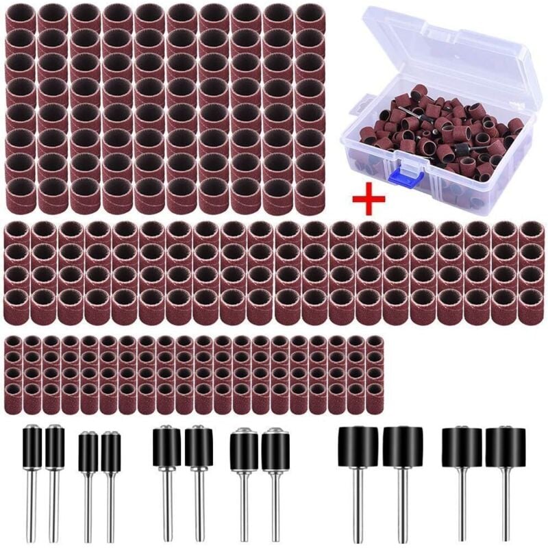 Image of 252 Stück Schleifwalze mit Gratis-Box, inklusive 240 Stück Schleifbändern und 12 Stück Walzendorn
