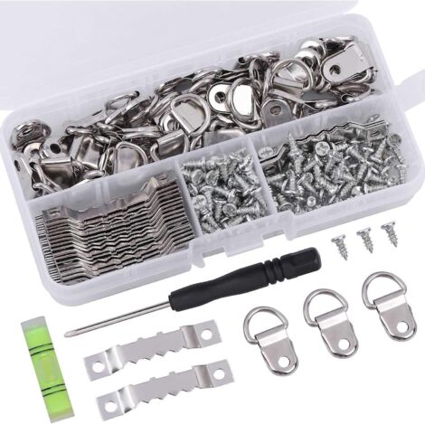 252pcspcs Argent Kit De Support Pour Photo Cadre En Acier Inoxydable Attache Cadre Crochets De Suspension Photo Crochet Miroir Suspendre Assortis