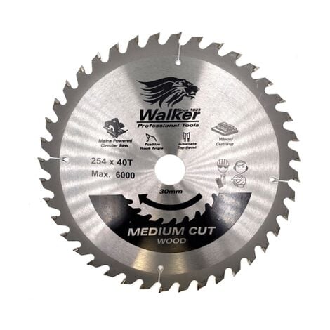 WALKER 254mm Diameter x 30mm Bore x 40T Tooth TCT Wood Cutting Circular Saw Blade 2.8mm Kerf