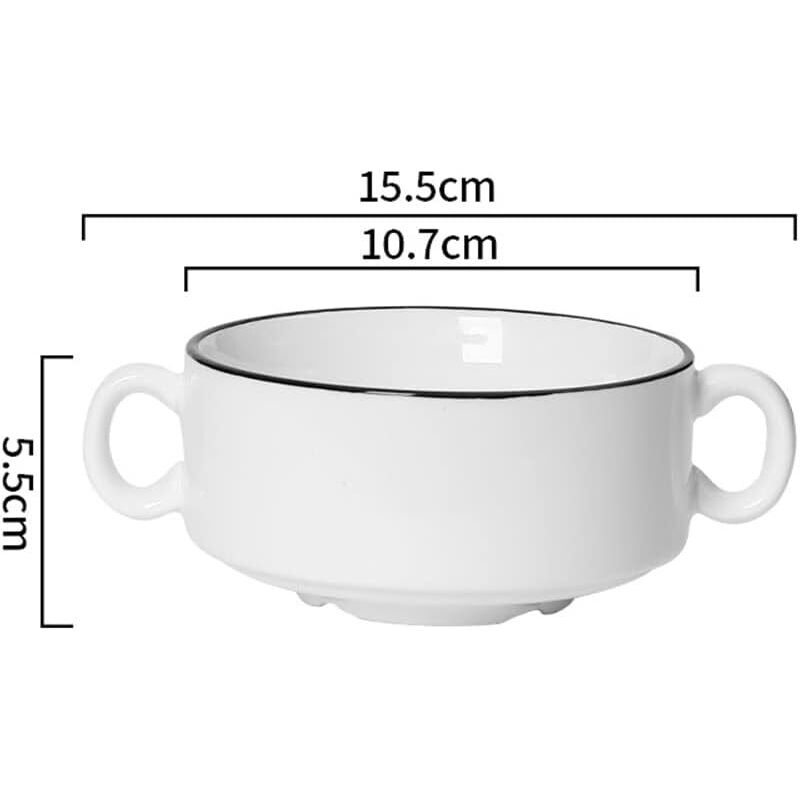 255ml Porcelaine Bols à Déjeuner, Bol à Soupe avec Poignée, Bol à Dessert en Porcelaine, Bols à Céréales, Lave-vaisselle Convient
