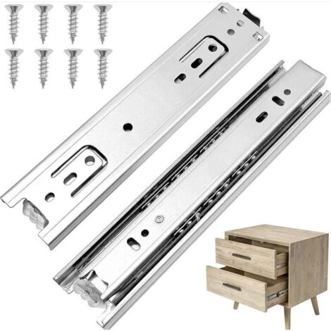 25cm - 1 Paire Glissière pour Tiroir Coulisse à Billes Extension Complète avec Vis Capacité de Charge 50kg