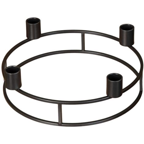 25cm Black Metal Taper Candle Ring Holder