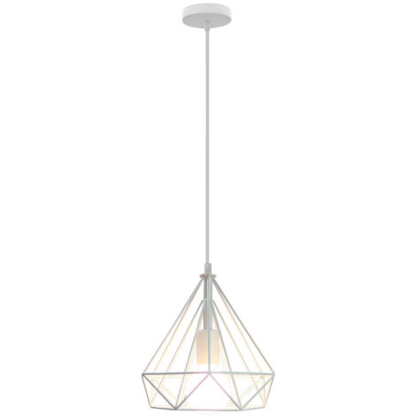25CM Diamond Pendant Light Retro Pendant Lights Metal Industrial Chandelier Antique Vintage Ceiling Lights White