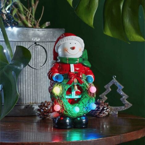 25cm Light up Frosty Snowman Christmas Hand Painted Decoration with LEDs