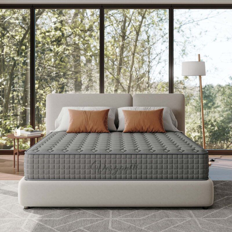 25cm Matelas Gris Hybrid Ressorts Mémoire 7Z OekoTex 80x200cm