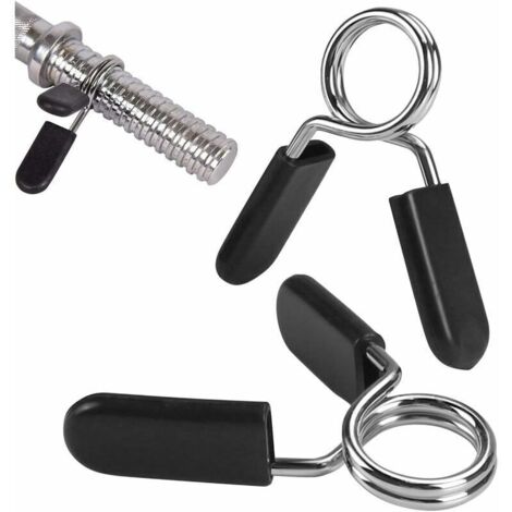 2.5cm Pince Haltere, 2 Pièces Pince Musculation, Pinces À Ressorts pour Poids Haltères Stop Disque À Ressort, pour Gym Fitness Bodybuilding Lifting Equipment, Barre de Musculation，Noir