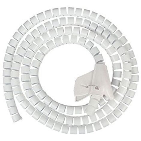 2.5cm x 1.5 Mètre Flexible Spiral Binding Wrapping Band Câbles Wires Wrap Organizer, Blanc