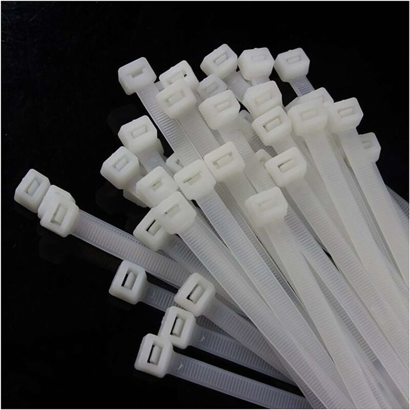 Aiducho - 25cm Zip Ties White (100 Pack) 70lb Strength Heavy Duty Cable Wire Ties By Bolt Dropper, Self-Locking Nylon Zip Ties For Indoor And Outdoor