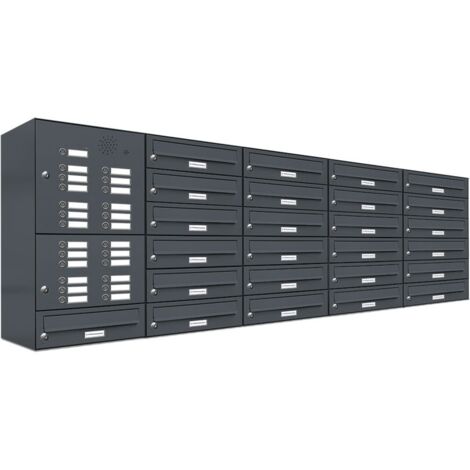 25er Briefkasten Anlage Aufputz - Wandmontage RAL 7016 Anthrazit Klingel