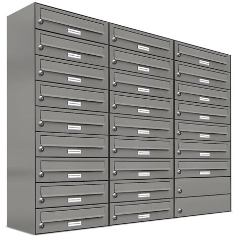 25er Premium Briefkasten Aluminiumgrau RAL Farbe 9007 für Außen Wand Postkasten 3x9