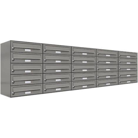 25er Premium Briefkasten Aluminiumgrau RAL Farbe 9007 für Außen Wand Postkasten 5x5