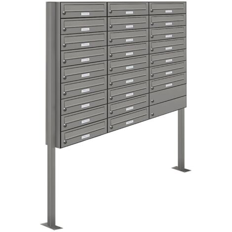 25er Premium Standbriefkasten RAL 9007 freistehend Postkasten Ständer 3x9