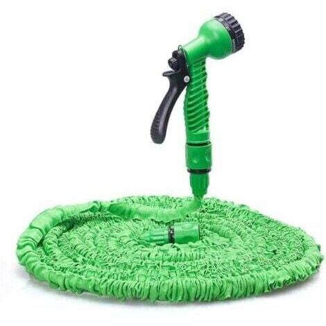 25FT Tuyau d'arrosage extensible - Tuyau d'eau flexible et léger, buse de pulvérisation à 7 fonctions, tuyau d'eau à noyau en latex triple couche et tissu extra résistant, tuyaux faciles à ranger (ver