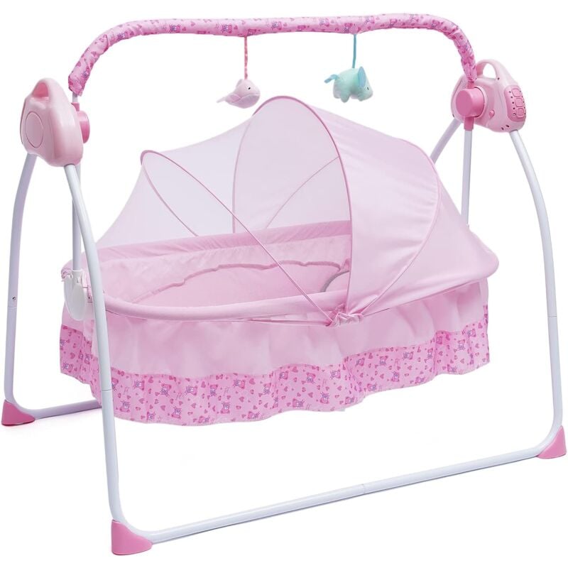 0-25Kg Big Space Electric Baby Berceau Berceau Infant Rocker Auto Swing Bed Berceau de bébé (Rose)