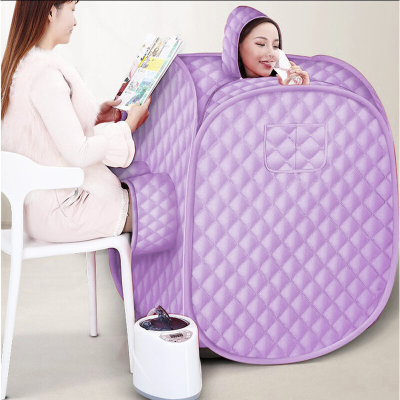 

2,5L Sauna de vapor móvil para 2 personas sauna de vapor con asiento de sauna con generador de vapor 1000W morado claro