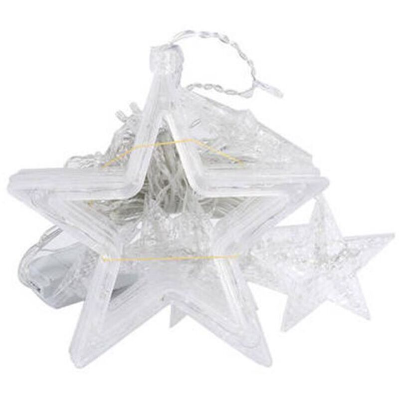 2.5m 12 Étoiles Rideaux Lumineux Guirlandes Lumineuses Décoration, guirlande Etoile avec 8 Modes d’éclairage Pour Mariage, NoëL DéCo, Vacances,