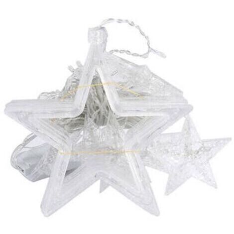 2.5m 12 Étoiles Rideaux Lumineux Guirlandes Lumineuses Décoration, guirlande Etoile avec 8 Modes d’éclairage Pour Mariage, NoëL DéCo, Vacances, Festivals, intérieur et extérieur