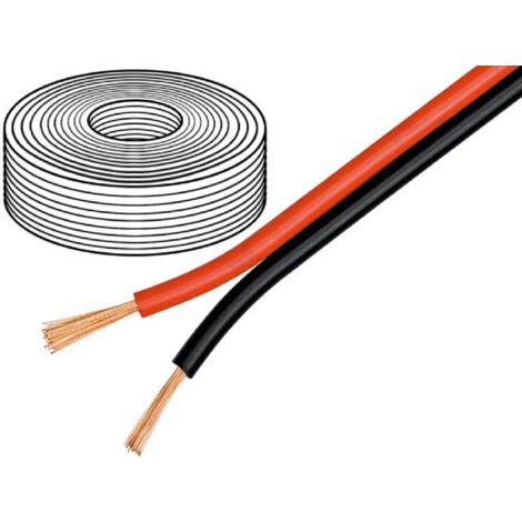 25m de Cable de haut parleurs - 2x0.75mm2 OFC noir et rouge