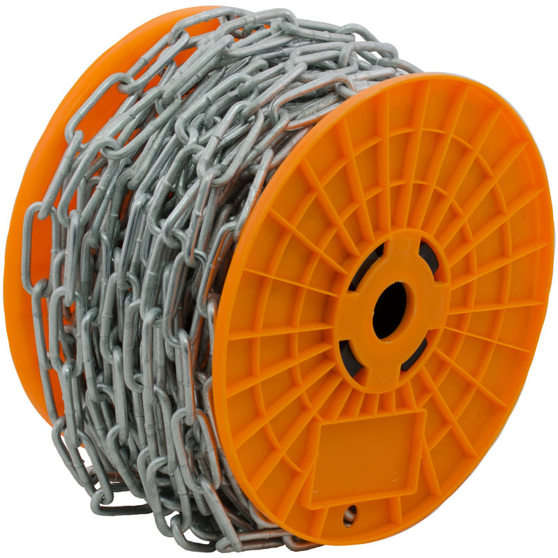 

25m de cadena soldada eslabon largo, con acabado galvanizado grosor 4mm