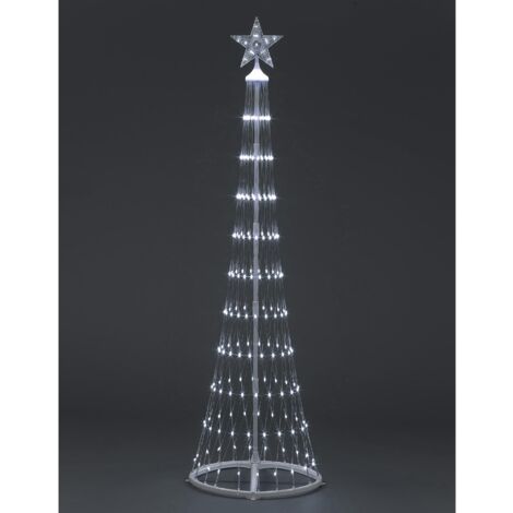 2.5m Light Up Christmas Cone Tree 220 Ice White LEDs Indoor Outdoor Garden