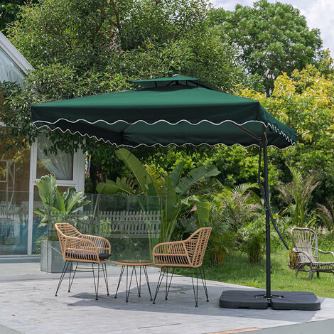 2.5M Patio Garden Parasol Cantilever Hanging Umbrella with Petal Base