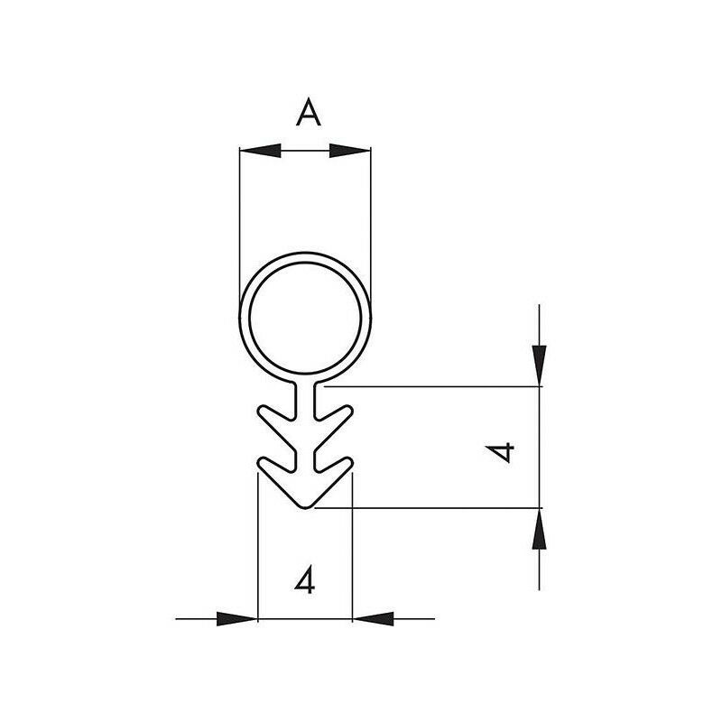 

25M Puerta Sello 104 Forma F. R 3 Mm Ř 4 Mm De Silicona