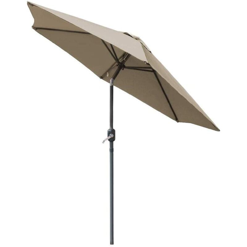 Greenbay 2 5m Garden Parasol Sun Shade Aluminium Uv Outdoor Patio Umbrella With Crank Brown Garden Outdoors Garden Furniture Accessories