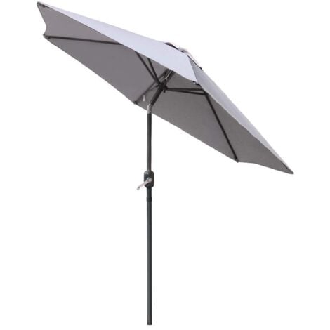 AQUARISS 2.5M Round Garden Parasol Outdoor Patio Sun Shade Umbrella with Tilt Crank UV protection - Grey