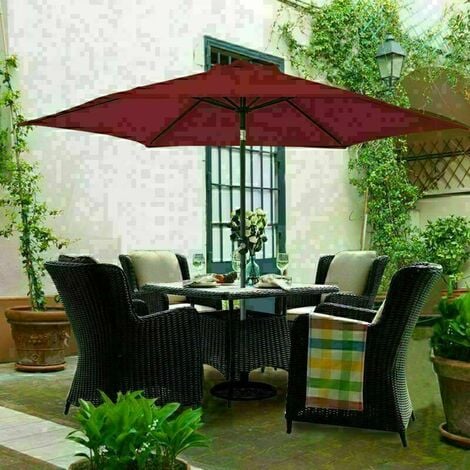 main image of "2.5M Round Garden Parasol Outdoor Patio Sun Shade Umbrella with Tilt Crank UV protection - Wine Red"
