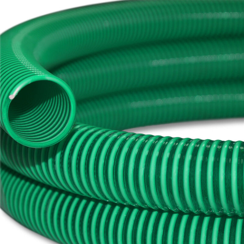 Tuyau d'aspiration vert – 25 m / ø 38 mm (1 1/2') – avec Spirale de renforcement – Tube à pression souple en pvc – pour Arrosage Irrigation Jardinage