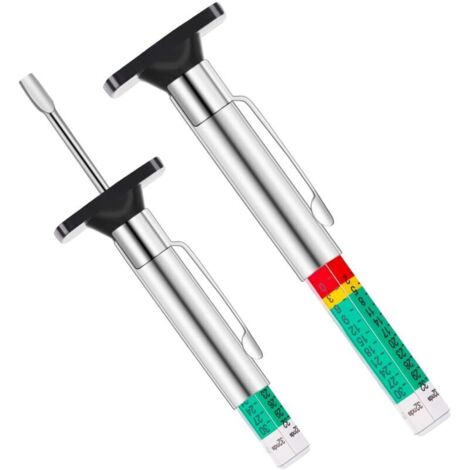 (25MM/32nds, 2pcs)Jauge de profondeur de bande de roulement, Jauge de profondeur de pneu à code couleur intelligent Jauges métriques de profondeur de bande de roulement de voiture à code couleur