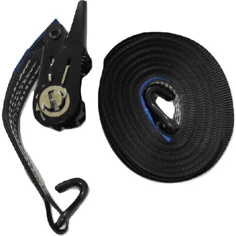 25MM Black Ratchet Strap 10M with J Hook - 0.8 Ton Tie Down Trailer Cargo Truck
