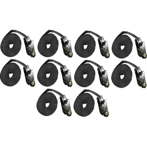 25MM Black Ratchet Straps 8M Endless Lashing x10 - 1.5 Ton Tie Down Trailer Cargo Truck